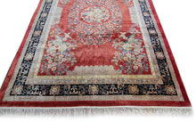 Load image into Gallery viewer,  8x11 Rare Vintage Art Deco Rug Silk Chinese Rug Art Nouveau Handmade Rug Pink

