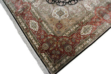 Load image into Gallery viewer,  9x12 100% Natural Silk Rare Exceptional Tabrizz Handmade Fine Area Rug Black
