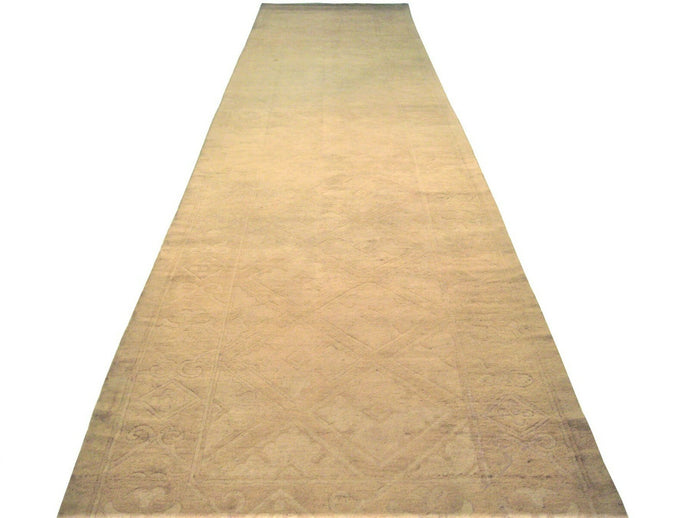5x22 Antique Oushak Art Deco Runner Rug Fine Gold Beige152cmx 658Ccm c. 1890