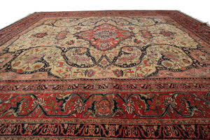10x13 Vintage Farahann Rug Geometric Art Nouveau Rug Handmade Gold 305x392cm