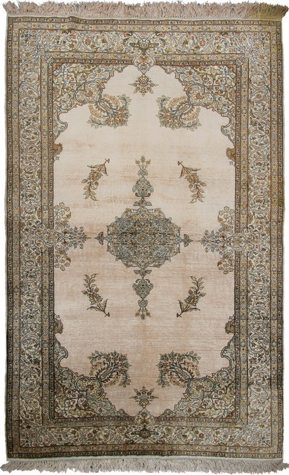 4x6 Rare Vintage 100% Pure Silk Hereke Rug Kaysari Rug Fine Museum High Quality 