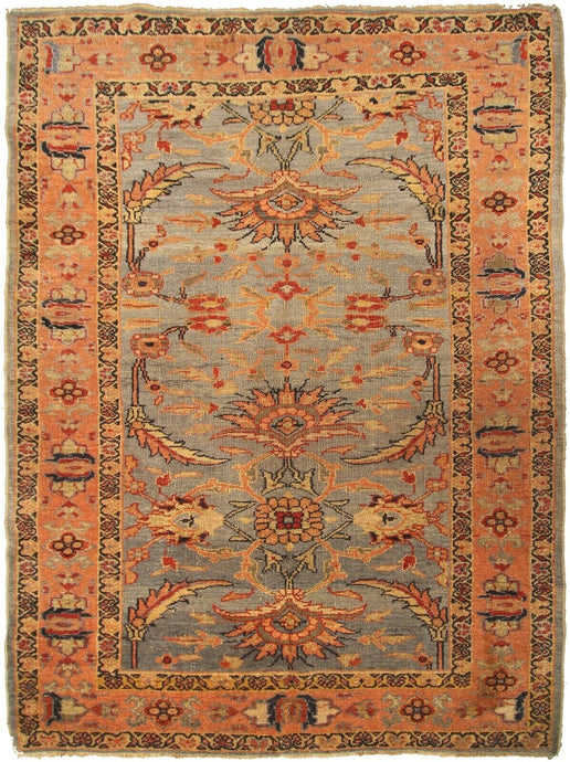 5x7 Rare Antique Traditional Oriental Rug Ziegler Rug 135cmx198cm Blue C.1880