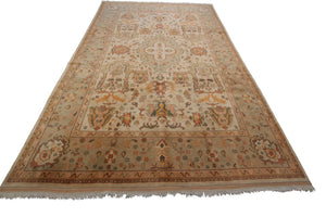 9x12 Vintage Authentic Turkish Oushak Rug Rare Arts & Crafts Beige 269cmx350cm 