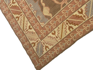  11x13 Vintage French Art Deco Rug Flat Woven Art Nouveau Rug 346cm x 401cm