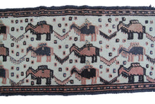 Load image into Gallery viewer, 2x19 1890 Antique Tapestry Handmade Runner Sennehh raised pile Animal 44 x 579cm
