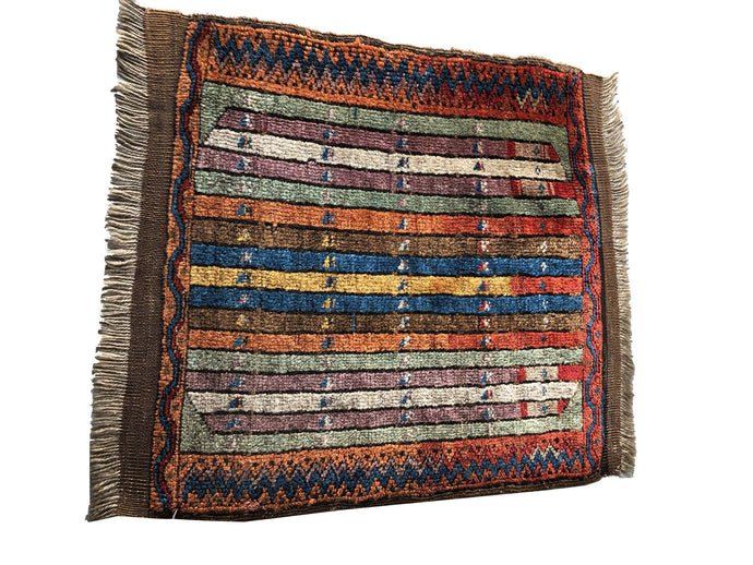 2x2 Rare Fine Antique Yastic Collector  Turkish Hereke Rug Multi Striped C.1900