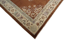 Load image into Gallery viewer, 9x12 Antique Peking Chinese Art Deco Brown Rug Fish Handmade Ninghshia  C.1890
