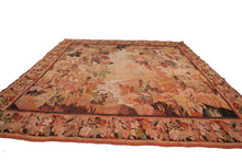 Load image into Gallery viewer, Rare 7x9 Antique Handmade Tapestry Bird 221x270cm Verdure French Tapestry  c1920
