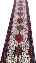 Load image into Gallery viewer, Antique Herriz Karaje Serrapi Runner Rug  3x16 Handmade Ivory 79cmx491cm C. 1930
