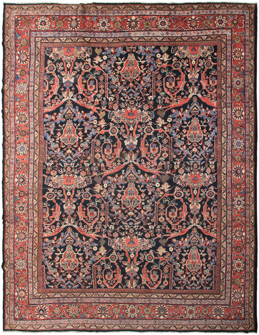 10X13 Antique Traditional Rug Geometric Handmade Circa 1920 Rug 312cm x 401cm