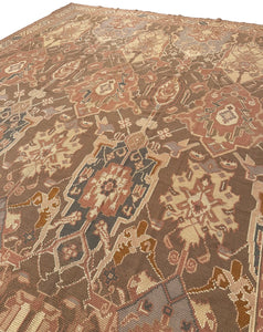  11x13 Vintage French Art Deco Rug Flat Woven Art Nouveau Rug 346cm x 401cm