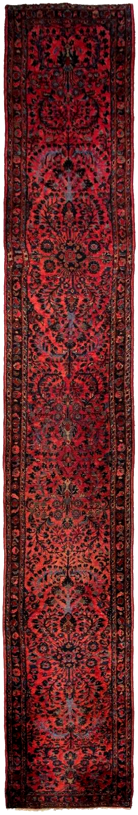 2x15 Antique Lilihann Handmade Overall Runner Traditional  Mohajeran c. 1890