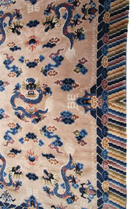 5x8 Vintage Art Deco Rug Dragon Rug Chinese Peking Rug Beige 153cm x 244cm