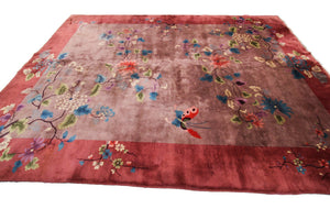 9x12 Rare Antique Art Deco Rug Chinese Rug Tree of Life Rug 267cm x 346cm 1920