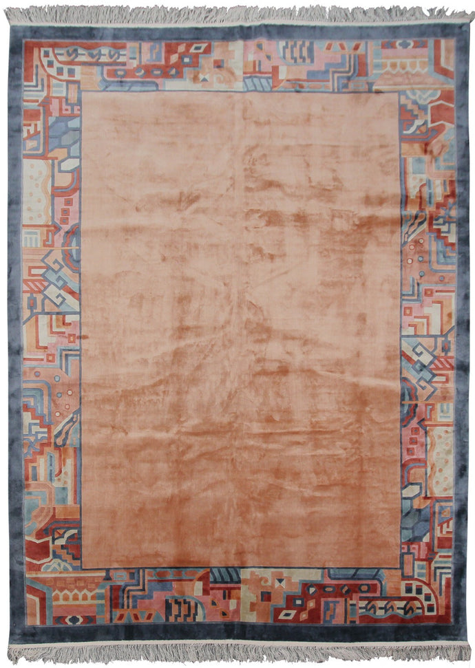 7X10 Rare Vintage Art Deco Rug Silk Chinese Rug Art Nouveau Rug Pink 198X292cm  