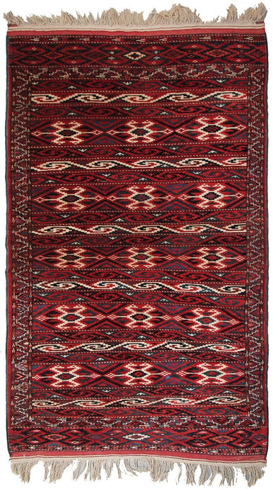 4x8Antique Ersari Turkoman Rug Antique Tribal Rug Antique Geometric Overall 