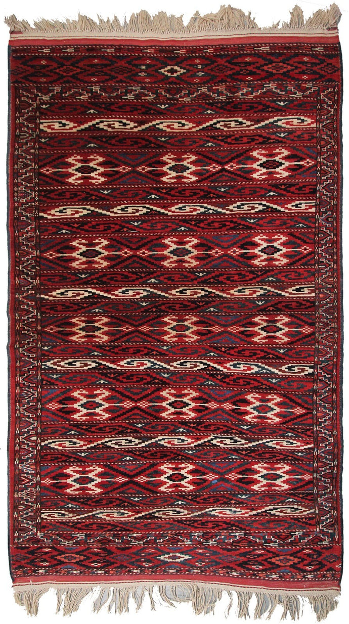 4x8Antique Ersari Turkoman Rug Antique Tribal Rug Antique Geometric Overall 