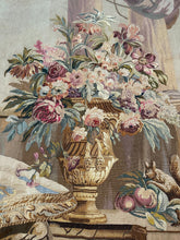 Load image into Gallery viewer, 4x5 Antique French Tapestry Wool &amp; Silk Masquerade Vase Flowers  1920 122x142cm
