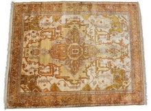 Load image into Gallery viewer, Rare Antique Silk Seraapi Rug Fine Ivory 4x5 4x6 Herriz Rug 100% Silk Tapestry
