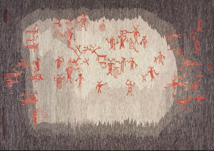  6x9 Vintage Scandinavian Rug Swedish Kilim Rug Rare Human Figures Tapestry 1950