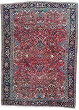 Load image into Gallery viewer, Antique Herriz Serrapi Rug Geometric 8x11 Carpet Red Rug 239cmx336cm c. 1920
