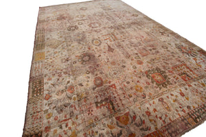 Antique Turkish Fine Rare ANGORA Oushak Rug Beige Rose 10x15 C.1870 300x452cm