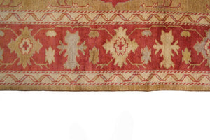 Vintage Turkish Oushak Rug Geometric Art Nouveau Rug Handmade 12x15 361x463CM