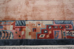 7X10 Rare Vintage Art Deco Rug Silk Chinese Rug Art Nouveau Rug Pink 198X292cm  