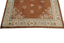 Load image into Gallery viewer, 9x12 Antique Peking Chinese Art Deco Brown Rug Fish Handmade Ninghshia  C.1890
