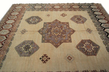 Load image into Gallery viewer, 9x12 Magnificent Vintage Turkish Oushak Beige Area Rug Ikat Handmade Rug
