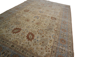 10x14 Vintage Oushak Rug Mahhal Blue Rug Handmade Rug Beige Blue