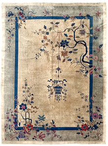  9x12 Tree of Life Walter Nichols Antique Chinese Art Deco Rug 275x351cm c.1920