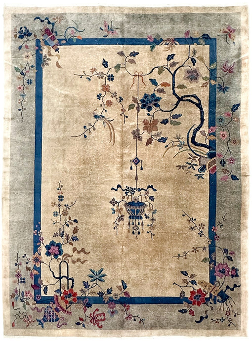  9x12 Tree of Life Walter Nichols Antique Chinese Art Deco Rug 275x351cm c.1920