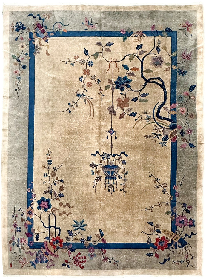  9x12 Tree of Life Walter Nichols Antique Chinese Art Deco Rug 275x351cm c.1920