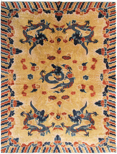 6x9 Antique Chinese Rug Ningshia Rare 5 Paw Dragon 1920  193x274cm