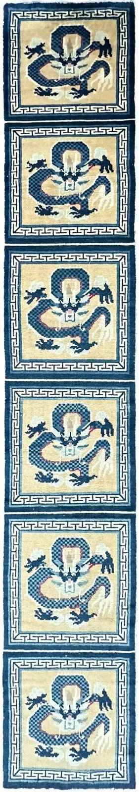 2x13 1900 Antique Chinese Ninghshia Peking Rare Dragon Rug Tapestry 64cm x 391cm