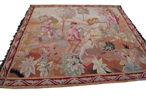 Rare Antique French Tapestry Handmade Tapestry 4x5 122cm x 153cm Verdure c.1920