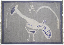 Load image into Gallery viewer, 5x7 Vintage European Kilim Flatwoven Tapestry Rug Art Nouveau Bird 158cmx221cm 
