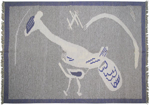 5x7 Vintage European Kilim Flatwoven Tapestry Rug Art Nouveau Bird 158cmx221cm 