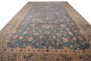  10x13 Rare Antique Rug Oushak Rug Fine Blue Oriental Carpet 305cm x 401cm