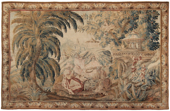 8x12 Rare 18th Century Tapestry Handwoven Wool & Silk Flemish Tapestry 226x359cm