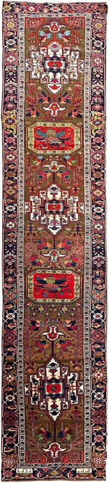 Rare Antique Herizz Runner Antique Handmade Rug Serappi 3x18 94cm x 531cm
