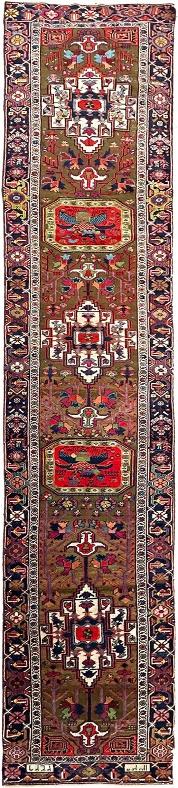 Rare Antique Herizz Runner Antique Handmade Rug Serappi 3x18 94cm x 531cm