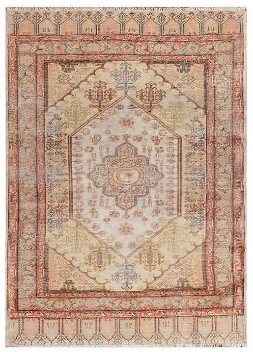 Rare Antique Silk Rug Fine Hereke Rug One of a Kind  Kaysari 2x3 Ivory C.1890