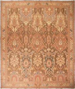  11x13 Vintage French Art Deco Rug Flat Woven Art Nouveau Rug 346cm x 401cm