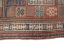 Load image into Gallery viewer, 4x6 Antique Caucasian Pinwheel Kazak Rug Rare Wool Tribal 109cmx173cm  C.1880
