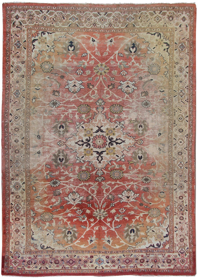 9x12 Antique Traditional Oriental Antique Handmade Rug 1900 275cm x 379cm Worn