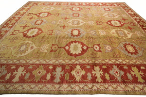 12x15 Vintage Turkish Oushak Rug Geometric Art Nouveau Rug Handmade  361x463cm