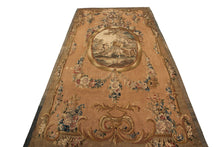 Load image into Gallery viewer,  5X8 Antique French Tapestry Fine Wool &amp; Silk Beige C.1870 158cm x249cm 
