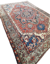 Load image into Gallery viewer, 10x13 Antique Rare Serrapi Rug Geometric Handmade Rug Rust 288cmx392cm c. 1880
